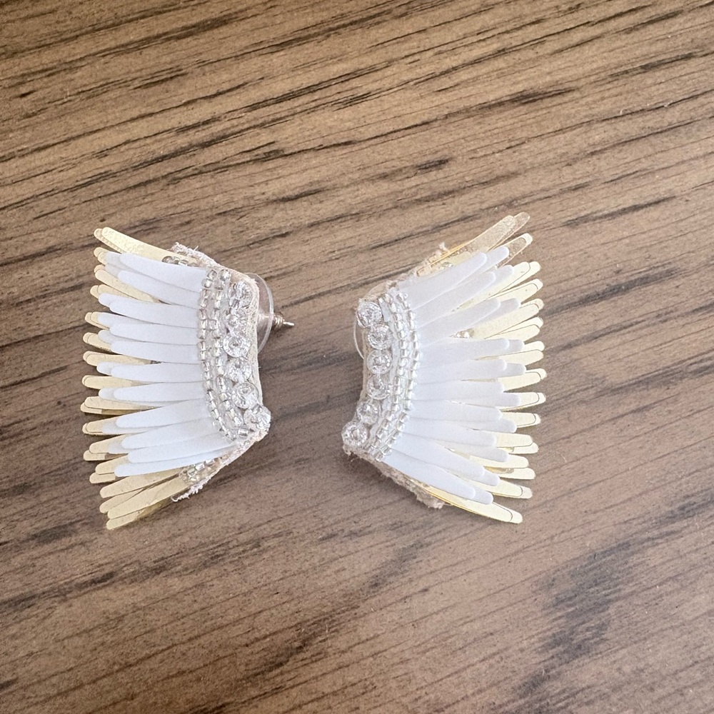Mignonne Gavigan White and Gold Wing Earrings